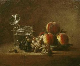 Obststilleben mit Deckelkrug 1758/59