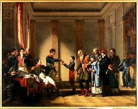 Napoleon Bonaparte (1769-1821) Giving a Pension of A Hundred Napoleons to the Pole, Nerecki, aged 11 1812