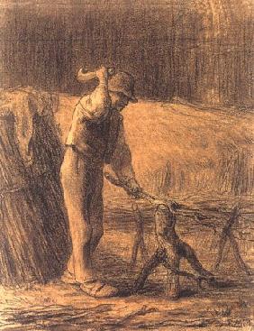 Holzfäller, der ein Reisigbündel macht 1853-54