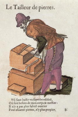 The Stone-cutter (colour engraving) von Jean Leclerc