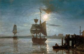 Segelschiff bei Vollmond. 1893