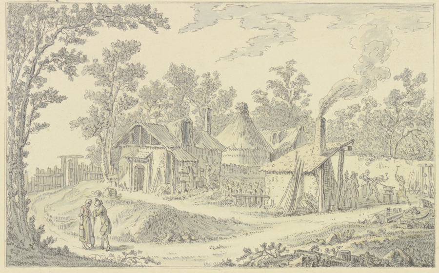 Dorflandschaft vor Schmiede von Johann Georg Wille