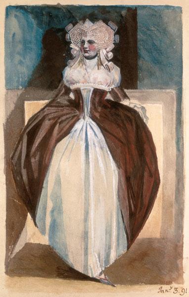 Woman in 17th century costume 1791