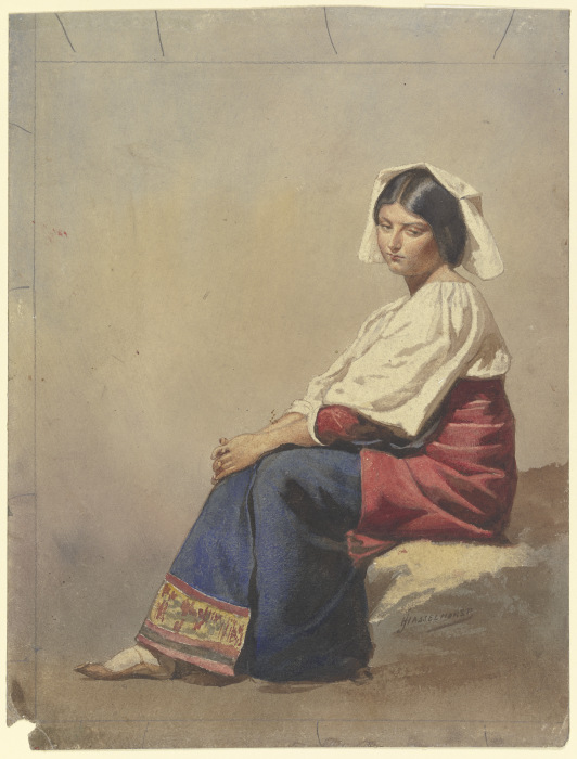 Studie einer jungen sitzenden Italienerin von Johann Heinrich Hasselhorst