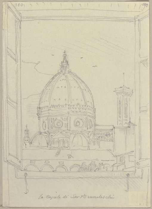 Die Kuppel des Brunelleschi und der Glockenturm des Giotto in Florenz von Johann Anton Ramboux