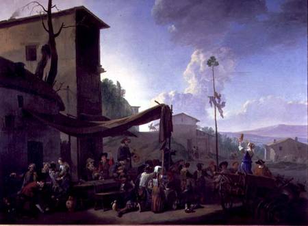 Village Scene with Peasants Merrymaking von Johannes Lingelbach