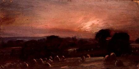 A Hayfield near East Bergholt at Sunset von John Constable