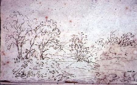 Landscape: a stream running between trees von John Constable