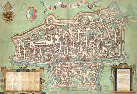 Map of Augsburg, from 'Civitates Orbis Terrarum' by Georg Braun (1541-1622) and Frans Hogenberg (153 1609