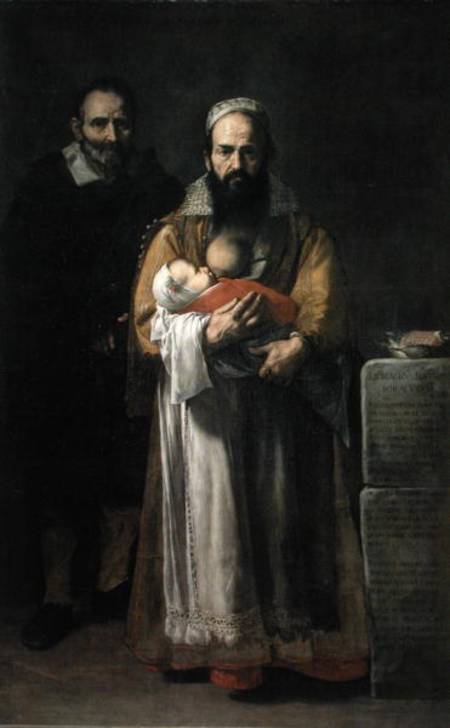 The Bearded Woman Breastfeeding von José (auch Jusepe) de Ribera