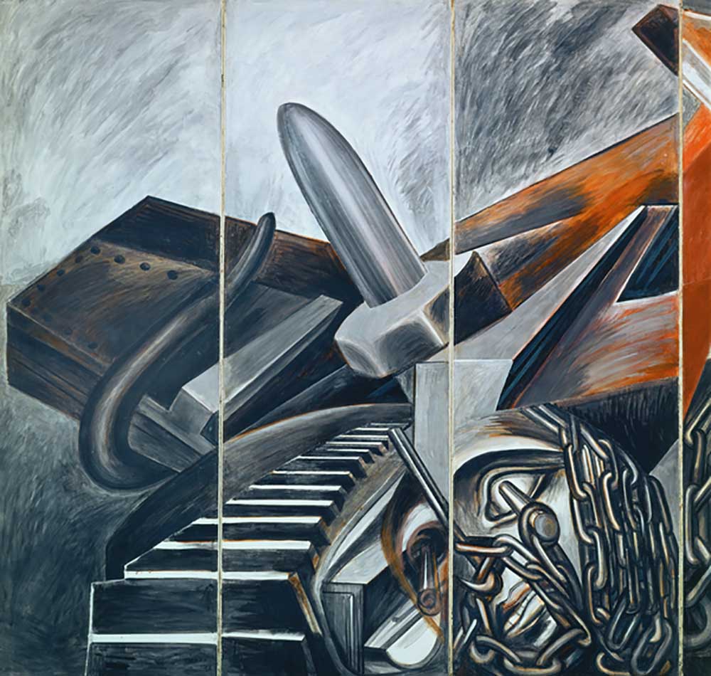 Tauchbomber und Panzer, 1940 von José Clemente Orozco