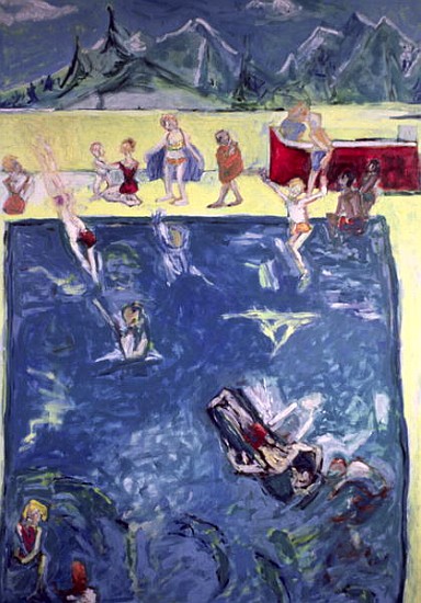 Swimmers in Wengen (oil on canvas)  von Julie  Held