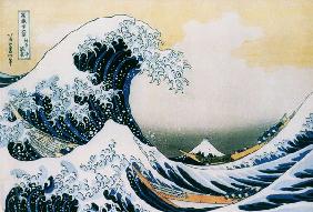 Die große Welle - Serie: 36 Ansichten des Mount Fuji. Späte Version. - Katsushika Hokusai
