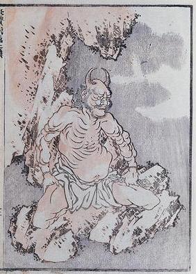 A genie, from a Manga (coloured woodblock print) 18th