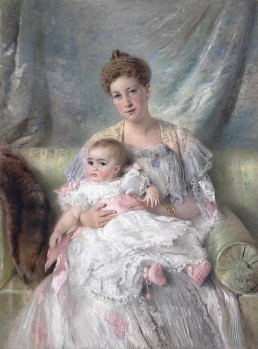 Porträt von Großfürstin Maria Georgijewna (1876-1940) mit Tochter Nina (1901-1974) von Konstantin Jegorowitsch Makowski