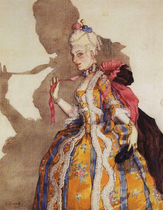 Kostümentwurf der Marquise für Tamara Karsawina von Konstantin Somow