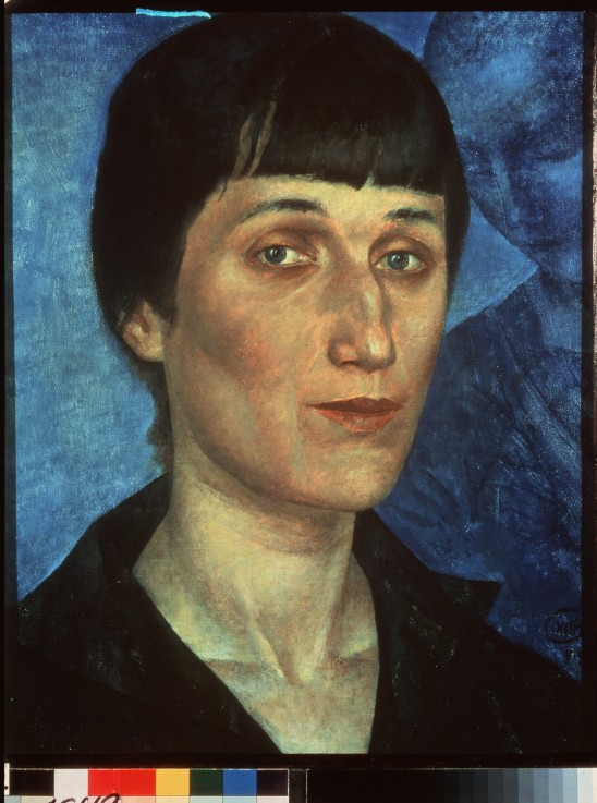 Porträt der Dichterin Anna Achmatowa (1889-1966) von Kusma Sergejewitsch Petrow-Wodkin