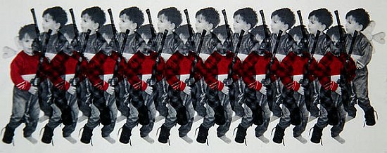 Boy Soldiers, 1996 (silkscreen on cotton)  von Laila  Shawa