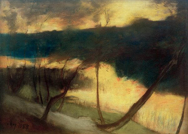 Flusslandschaft - Abendstimmung von Lesser Ury