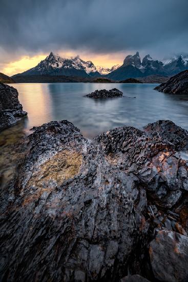 Torres del Paine im Sonnenuntergang