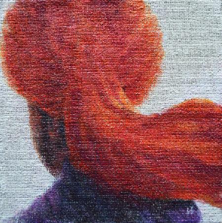 Orange Turban on hessian