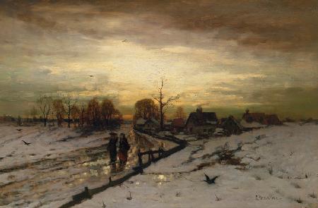 Snow Scene: Sunset