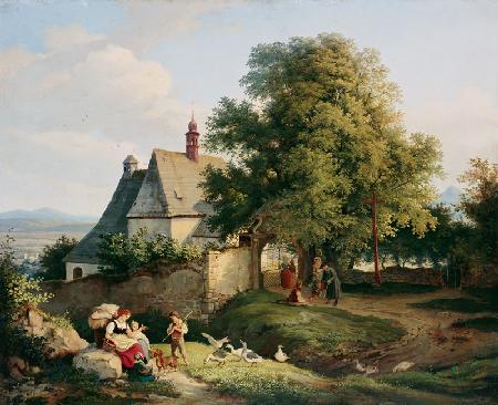 Die Kirche bei Graupen in Böhmen 1836