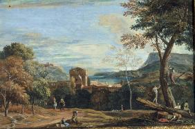 M.Ricci, Landschaft mit Holzfaellern