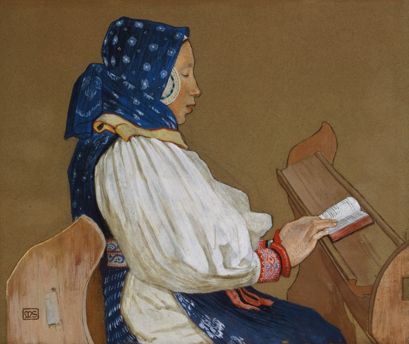 A Slovak Woman at Prayer, Vazcecz, Hungary von Marianne Stokes