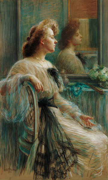 Dame vor dem Spiegel - Marie-Louise Breslau als Kunstdruck oder  handgemaltes Gemälde.