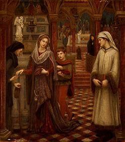 Die erste Begegnung von Petrarca und Laura in der Kirche Sta. Chiara (Avignon) 1889