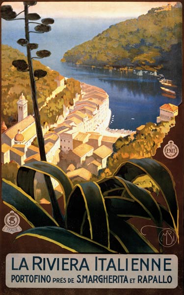 La Riviera Italienne Travel Poster von Mario Borgoni