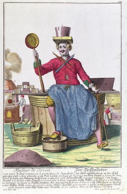 The Soap Maker, c.1735 (coloured engraving) (see also 170136) von Martin Engelbrecht