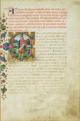 Historiated initial 'C' depicting The Prophet Daniel in a Landscape, c.1471 (vellum) 1810