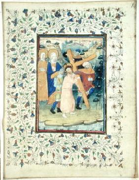 The Carrying of the Cross, from a Book of Hours, Bruges (vellum) 06th-
