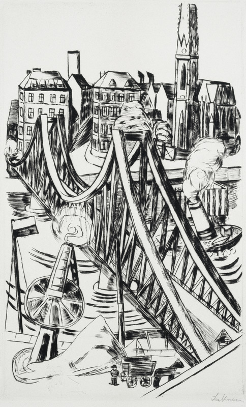 Große Brücke (Der Eiserne Steg in Frankfurt am Main) von Max Beckmann