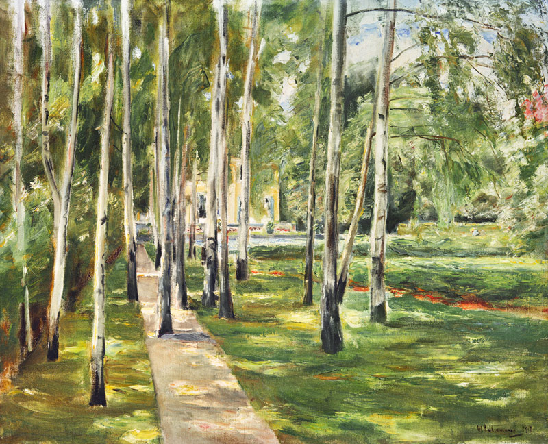 Die Birkenallee im Wannseegarten nach Westen von Max Liebermann