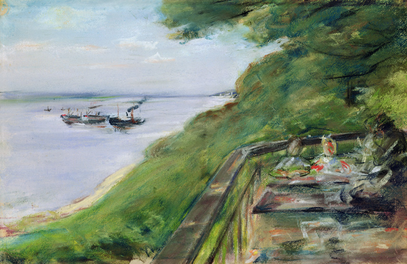 Terrace of the Jacob Restaurant in Nienstedten, 1902 (pastel on paper) von Max Liebermann