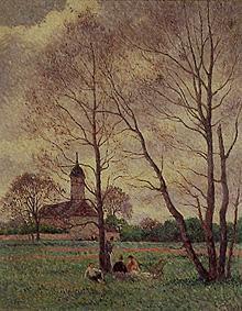 Frühlingslandschaft an einer Kirche von Maximilien Luce