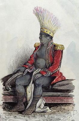 King Temoana on the island of Nuka-Hiva dressed in the uniform of a French colonel, c.1841-48 ( pen, 19th
