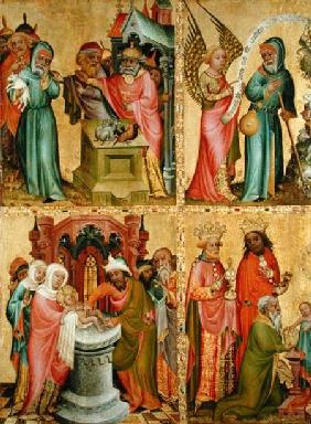 Joachim's Sacrifice and the Circumcision of Christ, from the left wing of the Buxtehude Altar 1400-10
