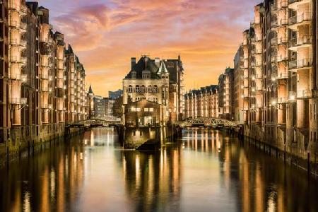 Wasserschloss in der Speicherstadt in Hamburg