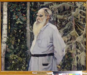 Porträt des Schriftstellers Leo N. Tolstoi (1828-1910) 1918