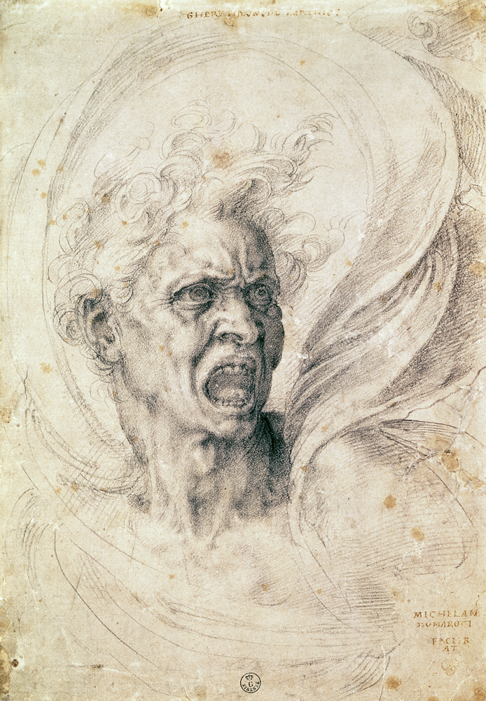 Study of a man shouting von Michelangelo (Buonarroti)