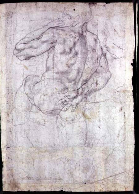 Drawing of a male standing figure (chalk on paper) von Michelangelo (Buonarroti)