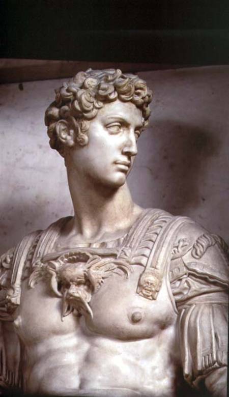 Giuliano de' Medici, Duke of Nemours (1479-1516), detail of figure from his tomb by Michelangelo Buo von Michelangelo (Buonarroti)