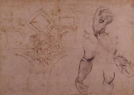 Study of Arms and Hands, black chalk von Michelangelo (Buonarroti)
