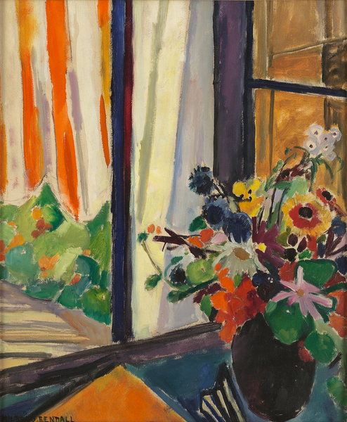 Flowers before a window, c von Mildred Bendall