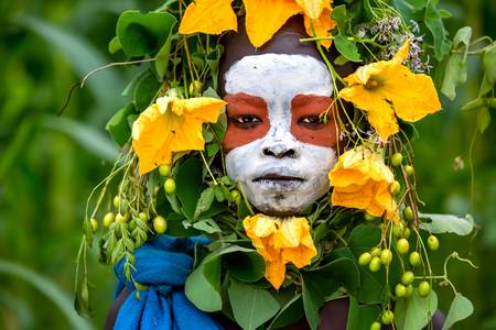 Porträt Suri / Surma Stamm in Omo Valley, Äthiopien, Afrika 2016