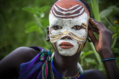 Portrait Frau in Omo Valley in Äthiopien, Afrika. 2016